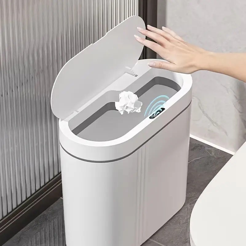 Poubelle murale intelligente avec couvercle à induction infrarouge, réponse rapide du capteur, fonctionnement à piles, blanche - 2