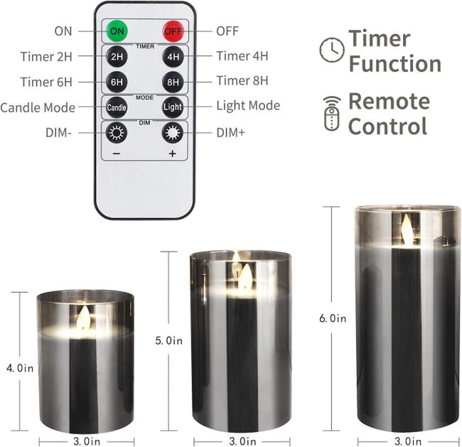 MOZC Candele a LED tremolanti, candele a LED con funzione timer MOZC Candele a LED tremolanti, candele a LED con funzione timer