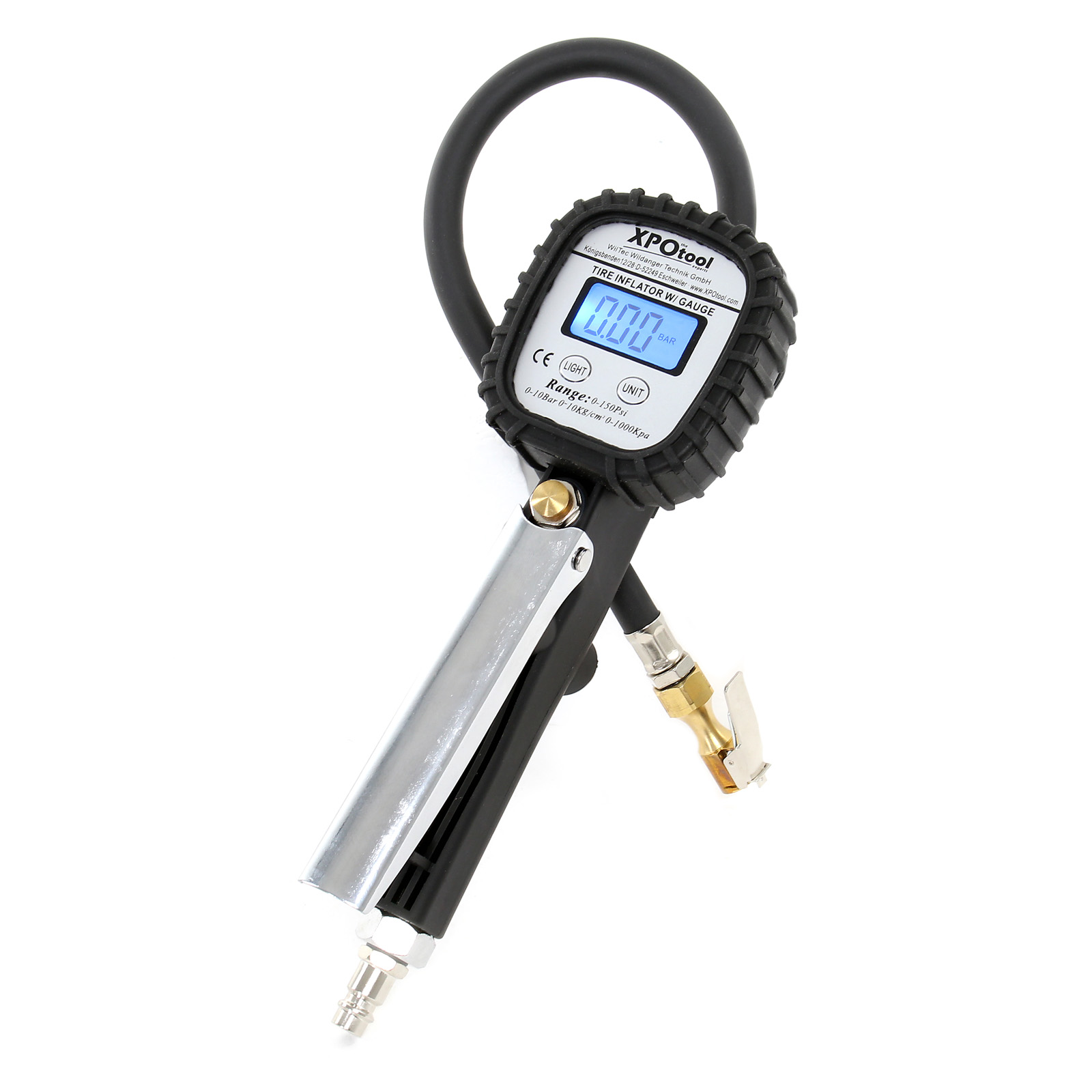 Gonfleur Pneu Avec Manomètre 0-12 Bar / 170 Psi - Tuyau 350mm, Pour Voiture, Moto, Vélo