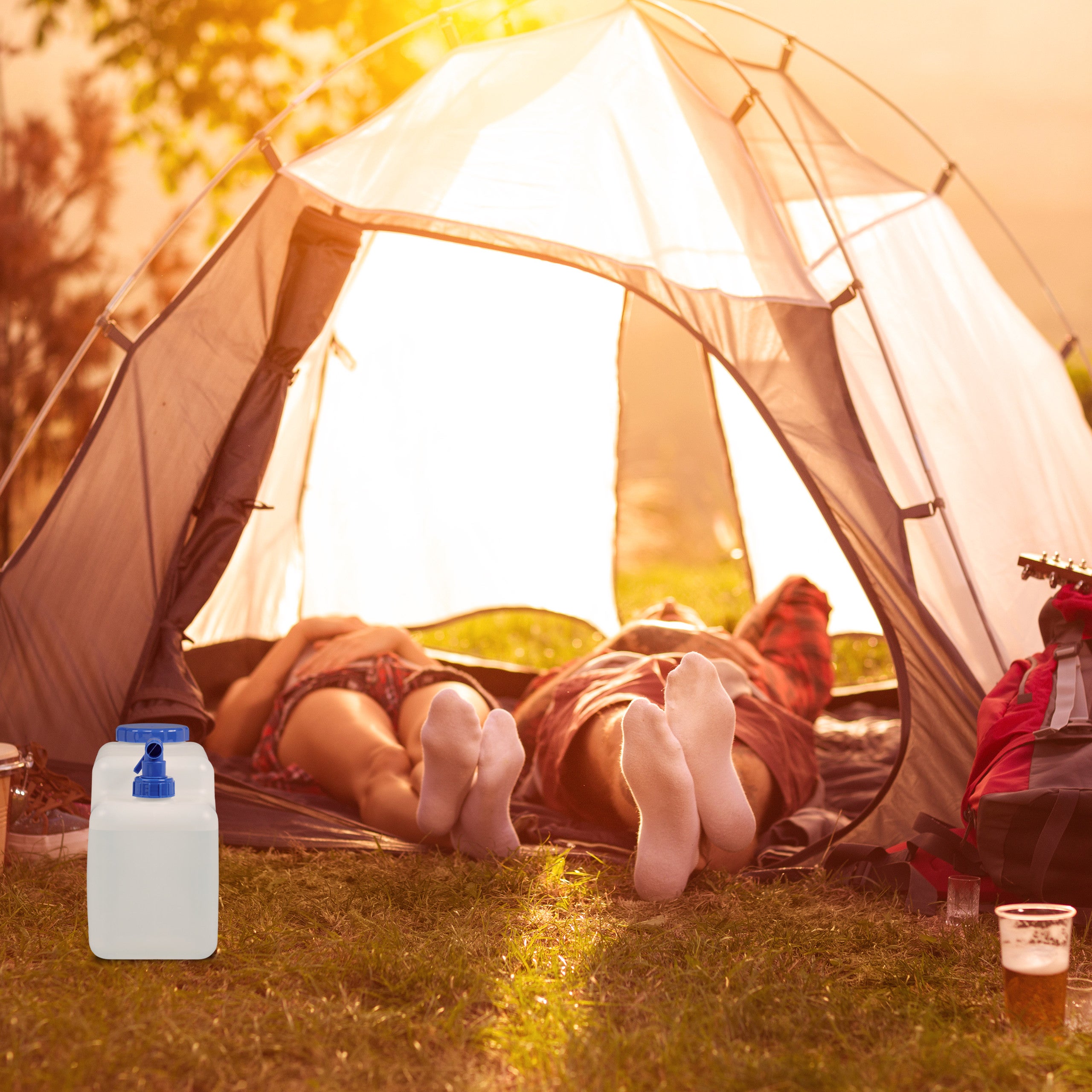 Jerricane d’eau avec robinet, couvercle à visser, bidon à eau de camping, 12 L, Sans BPA, blanc, Relaxdays - 2