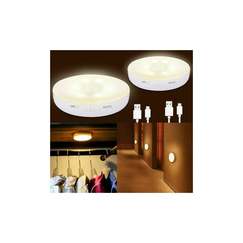 Lampe LED à Détection De Mouvement Rechargeable - Pour Placard, Chambre, Couloir - 8 Cm - Neuf