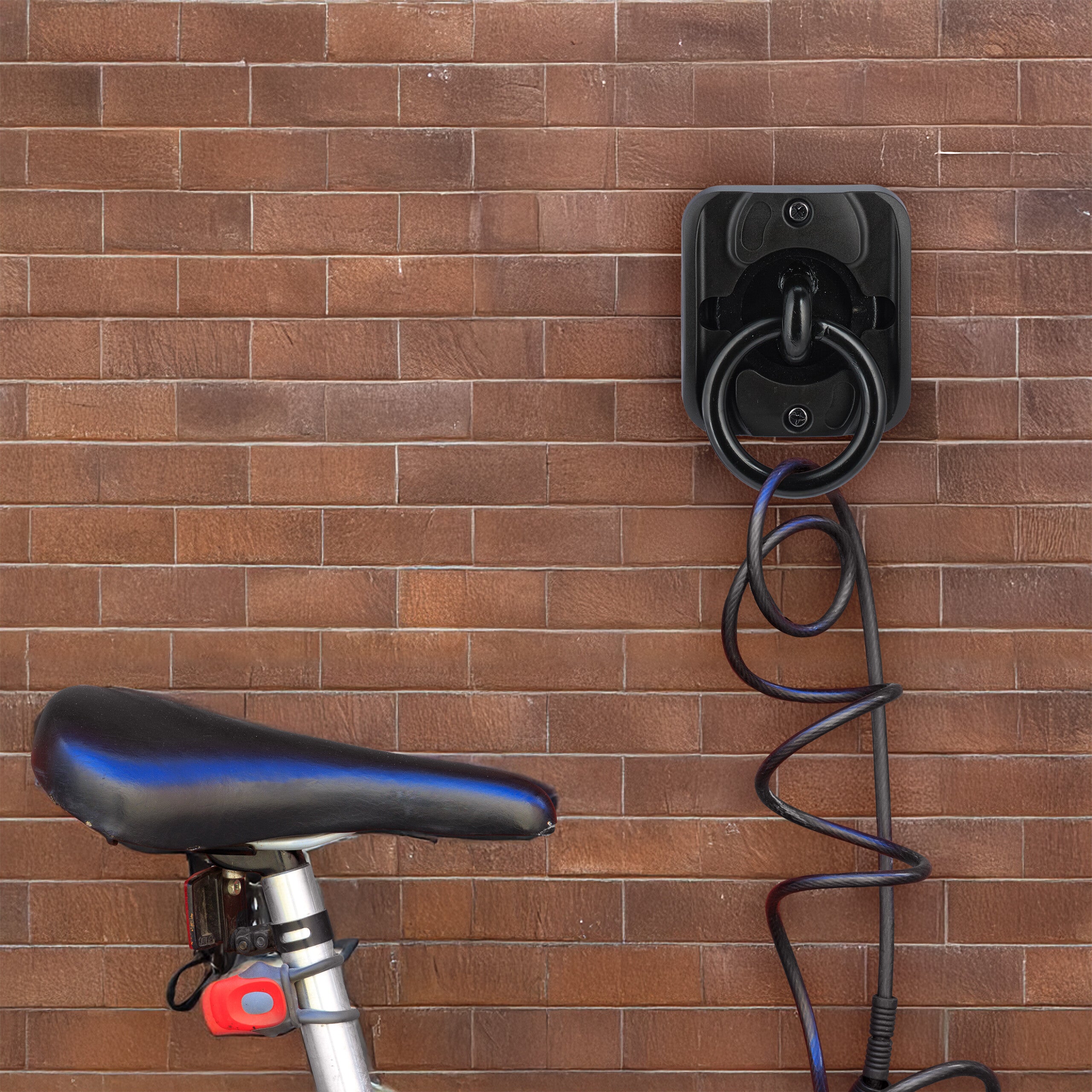 Ancrage mural et au sol, sécurité antivol vélo, moto, étrier 14 mm, acier, plastique, noir, Relaxdays - 3