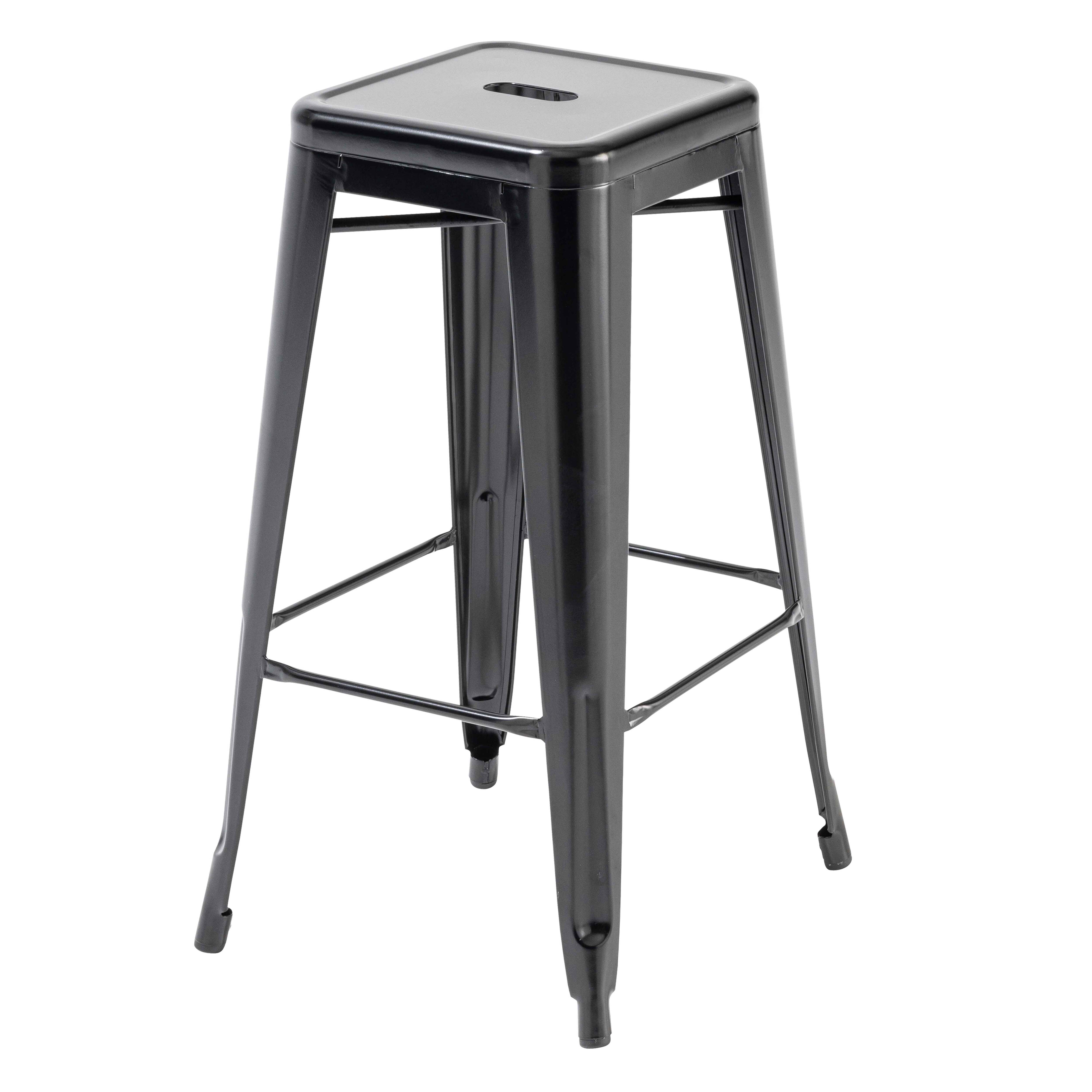 Lot de 4 tabourets de bar en acier noir mat - 3