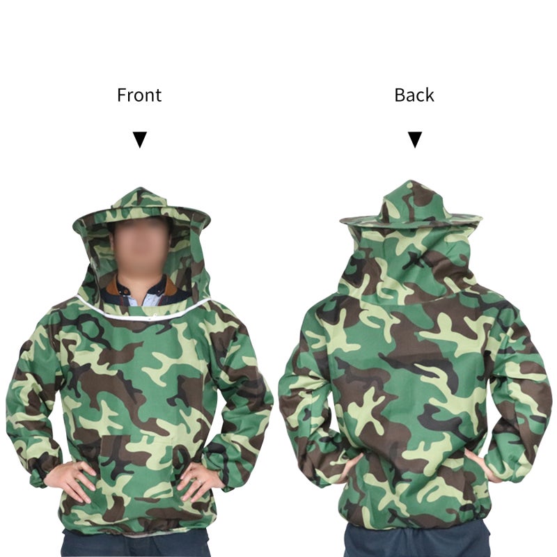 Fato de apicultura com casaco, chapéu e véu, fecho de correr, mangas de proteção, vestuário de apicultura para homem e mulher. - 3