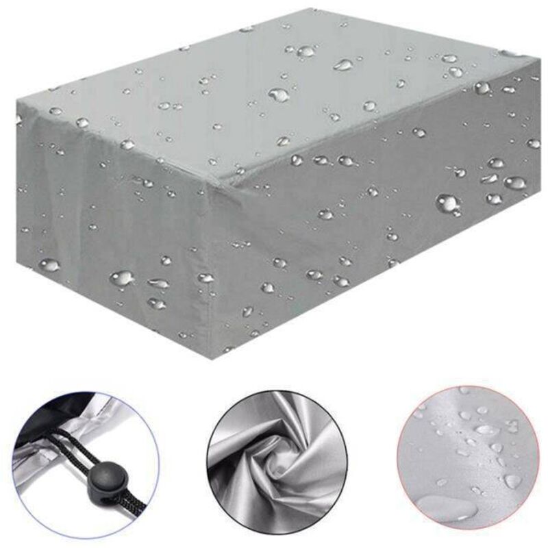 Pokrowiec na meble ogrodowe – 180 x 120 x 74 cm – Oxford 210D, srebrny – prostokątny – wodoodporny, wiatroszczelny