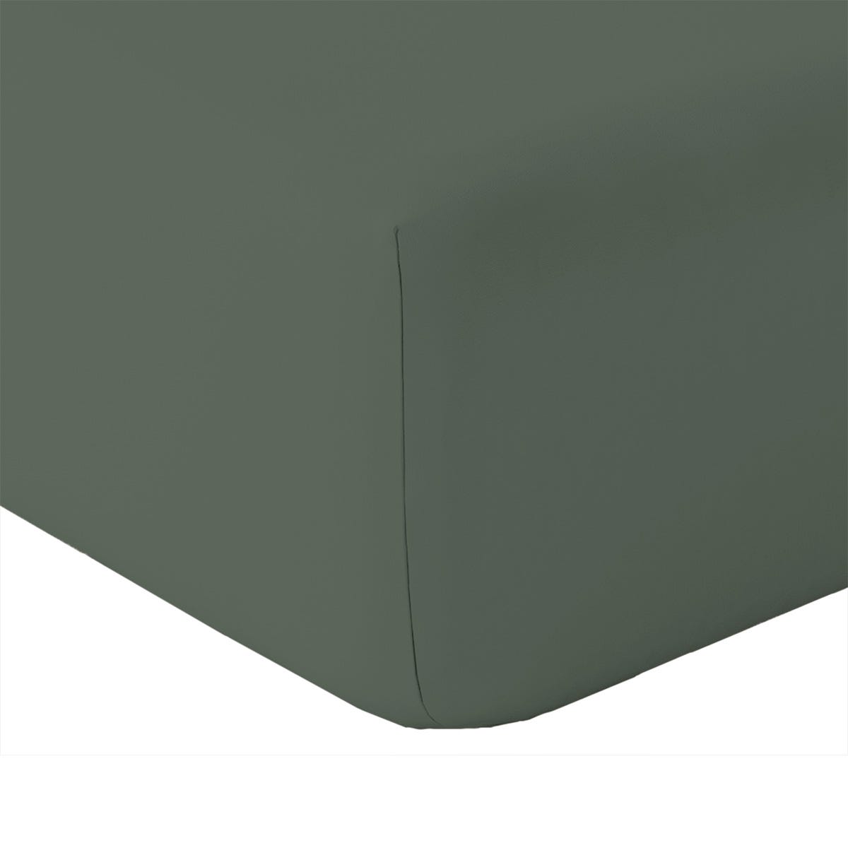 Drap Housse 140x190 Cm 100% Coton Lavé Vert Sauge – Toucher Lin, Poches 30 Cm, Certifié OEKO-TEX
