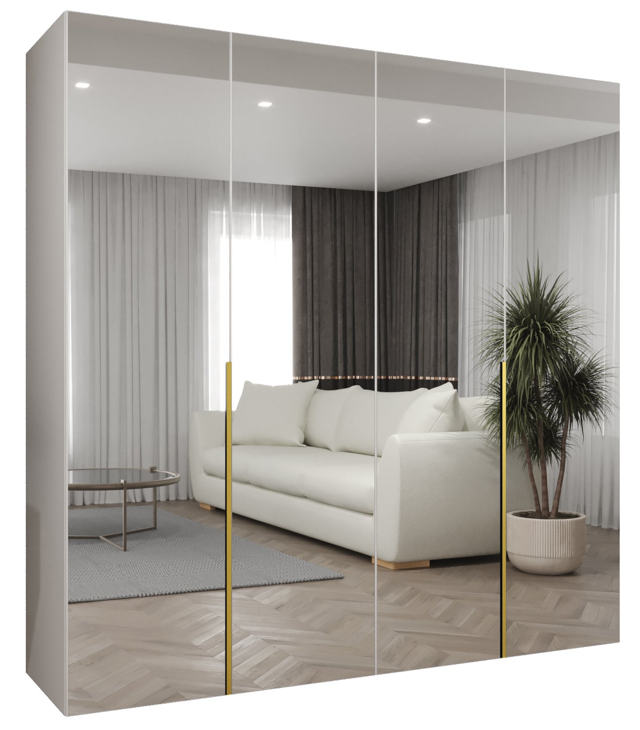 Szafa uchylna otwierana Alicante 3 200 x 52 x 202 cm biały + u. złoty Abiks Meble