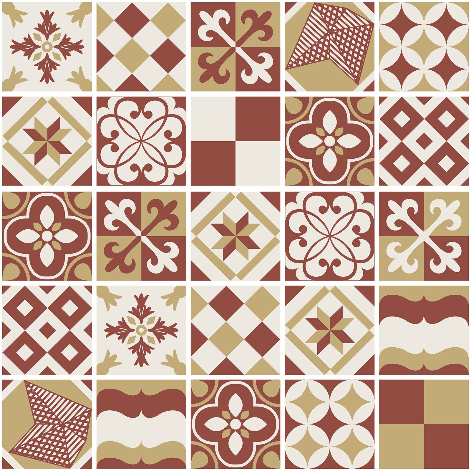 Crédence adhésive sticker décoratif pour cuisine - Effet carreaux de ciment - Adhésif + Protection BRILLANTE - 60x60 cm - 2