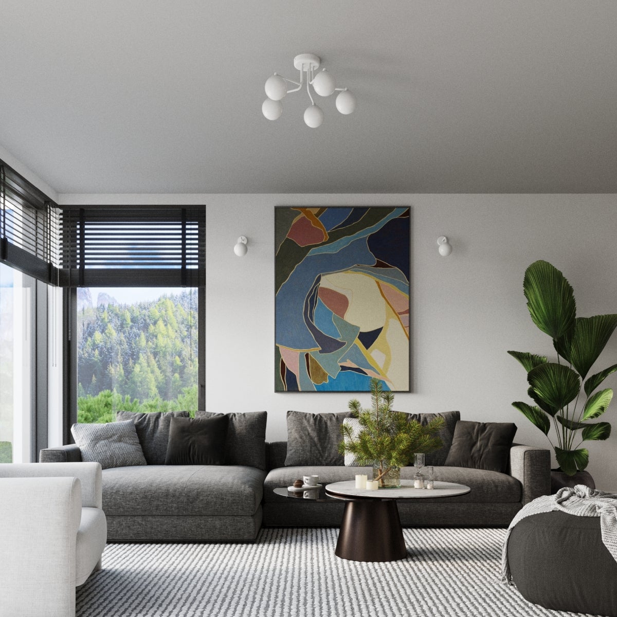 Żyrandol BEALY 5 biały LED 4000K - 58x64x29cm Sollux - 4