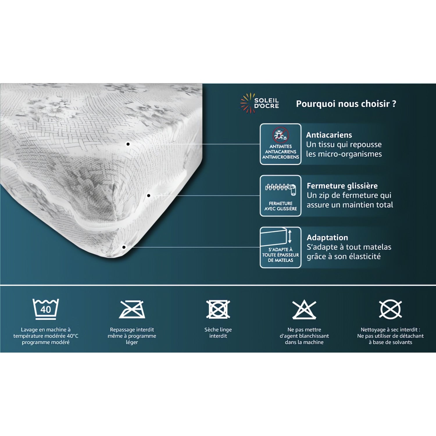 Housse rénove matelas 140x190 cm, par Soleil d'ocre - 3