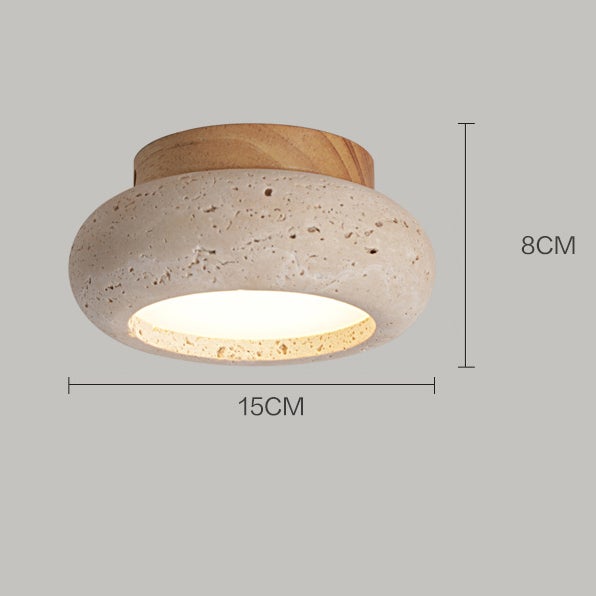 Lámpara de techo LED de 15 cm, candelabro empotrable pequeño, aplique de pared vintage, lámpara de techo de piedra natural, luz cálida - 4