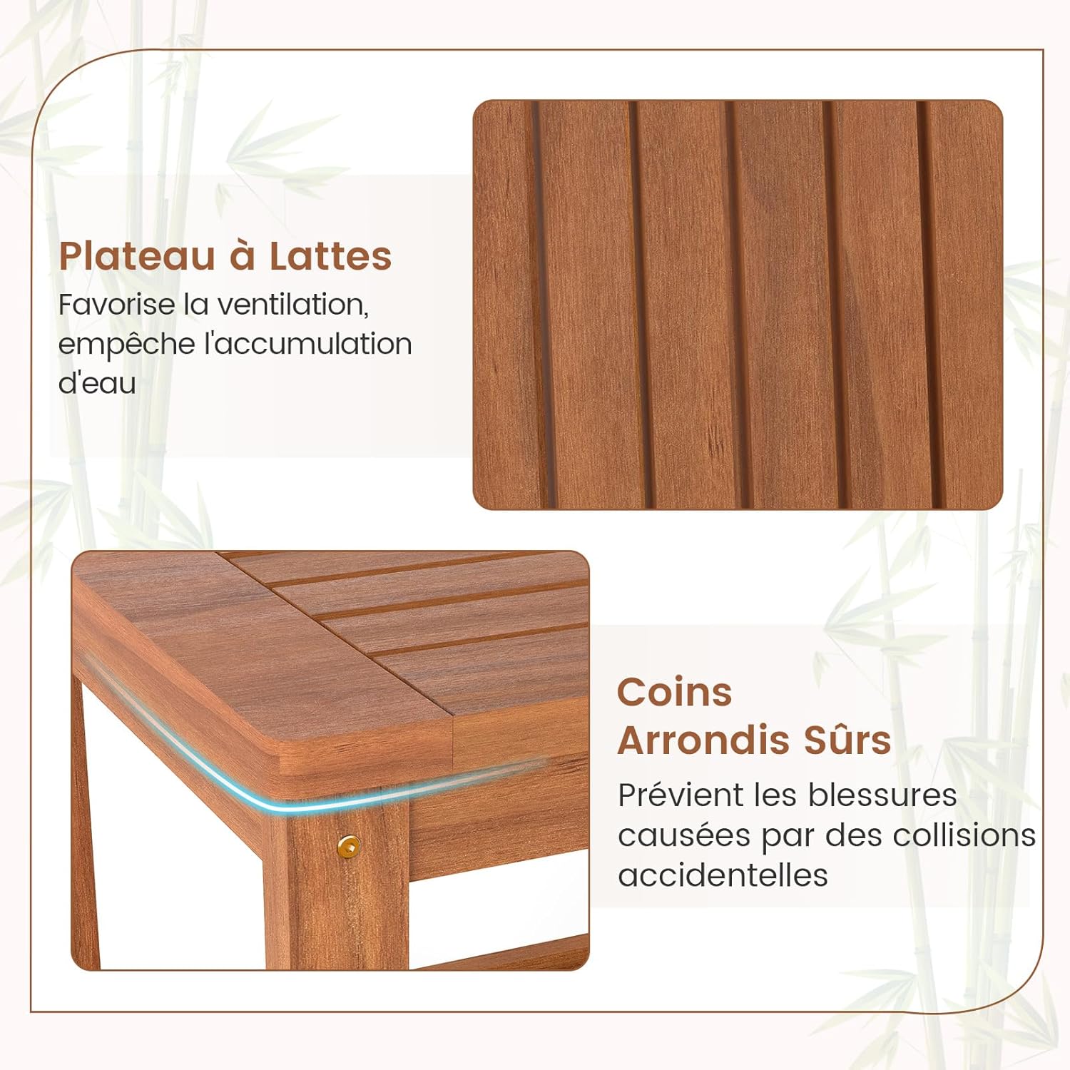 GIANTEX Table d’Appoint Extérieure en Bois à 2 Niveaux,Table Basse de Jardin Étagère de Rangement,Petite Table de Bistrot pour Patio Maison - 4