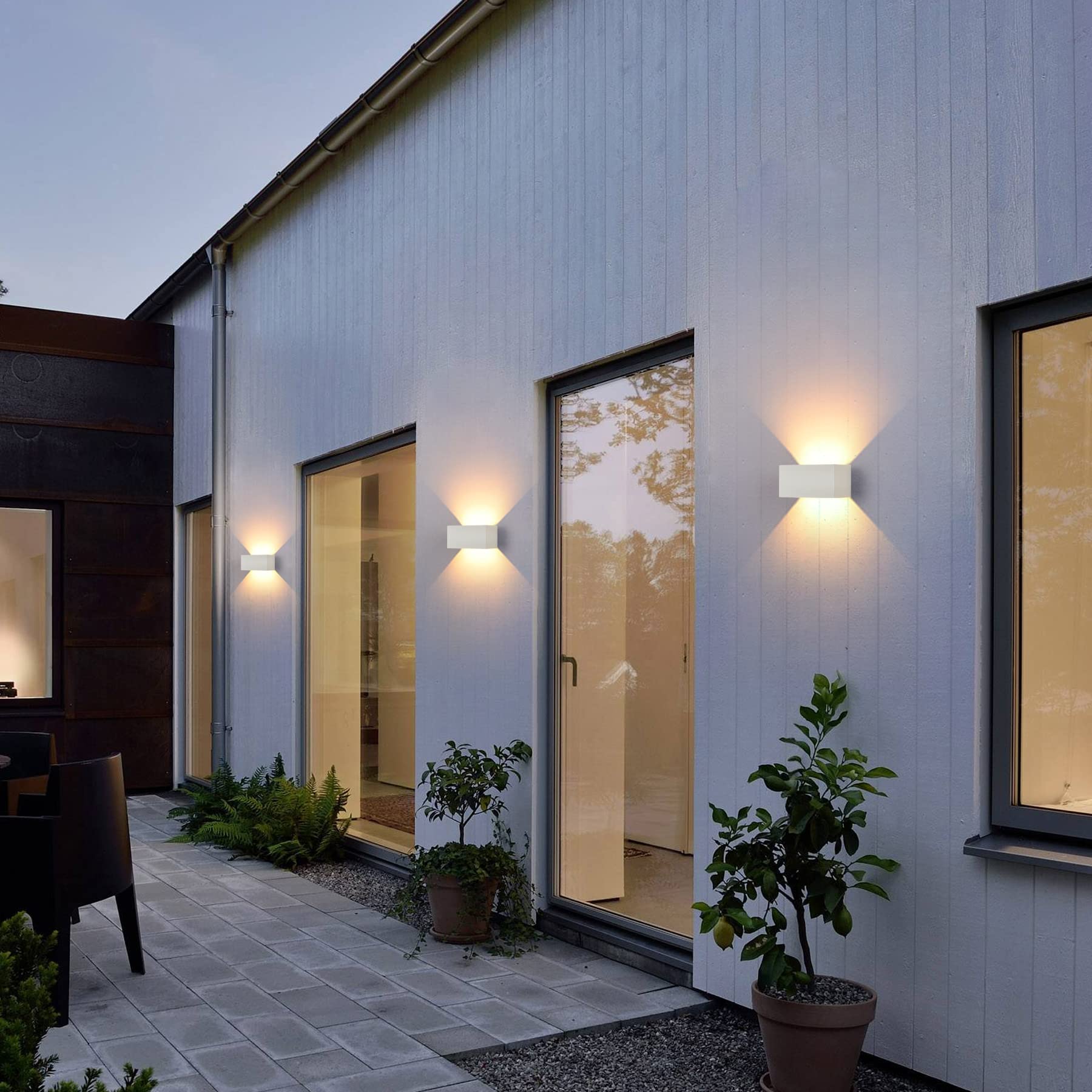 Applique murale LED d'intérieur/extérieur avec détecteur de mouvement, 24 W, applique murale étanche IP65, éclairage mural blanc chaud 3000 K - 7