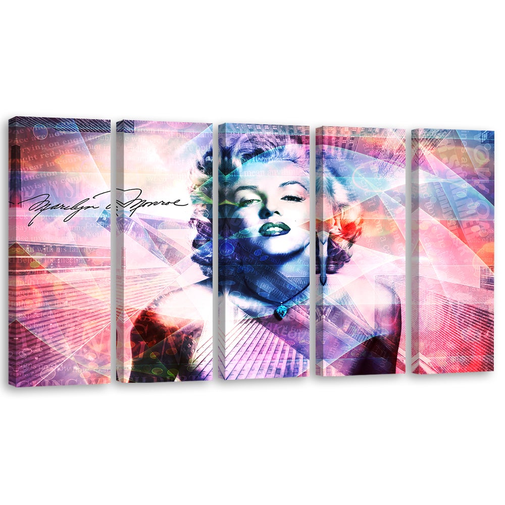 Obraz 5 częściowy na płótnie, Marylin Monroe Kolorowy 100x70