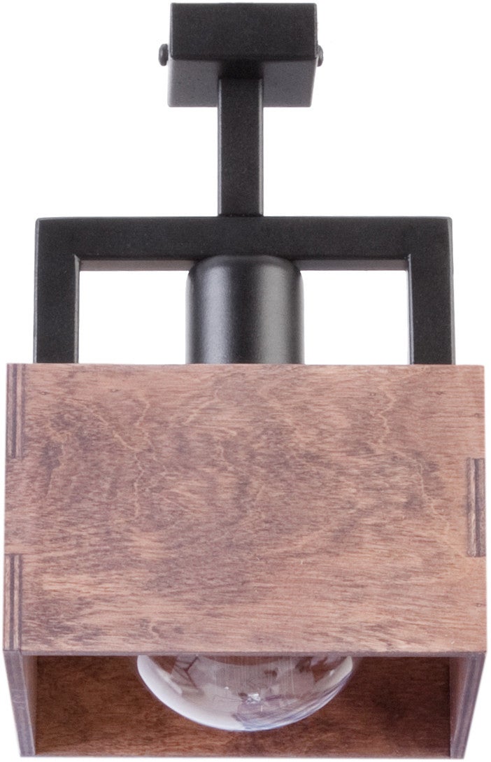 Lampa sufitowa wisząca Dakota ciemne drewno-czarna 1xE27x15W dekoracyjna wym: 25 x 16 x 16 cm metal SIGMA