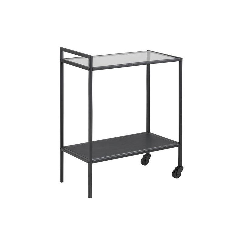 Sea stolik narożny czyste szkło i czarny metal.