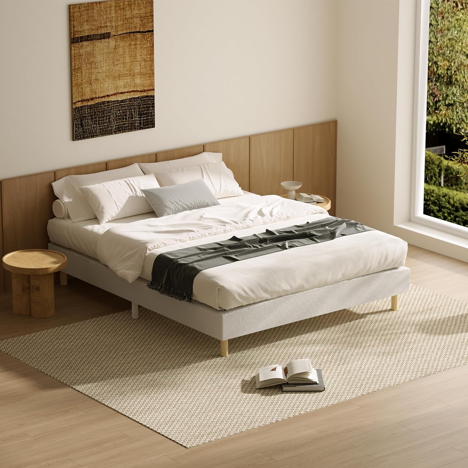 TEENO Ensemble Matelas à ressorts+ Lit Sommier Tapissier Déco 140x190cm, Epaisseur du Matelas 25cm - 5