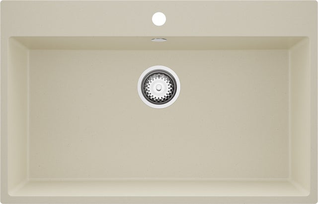 Evier Cuisine en Granit Beige 78x50cm, Lavabo 1 bac + Kit de Vidage, Évier à Encastrer au meuble 80cm - Riga PRIMAGRAN