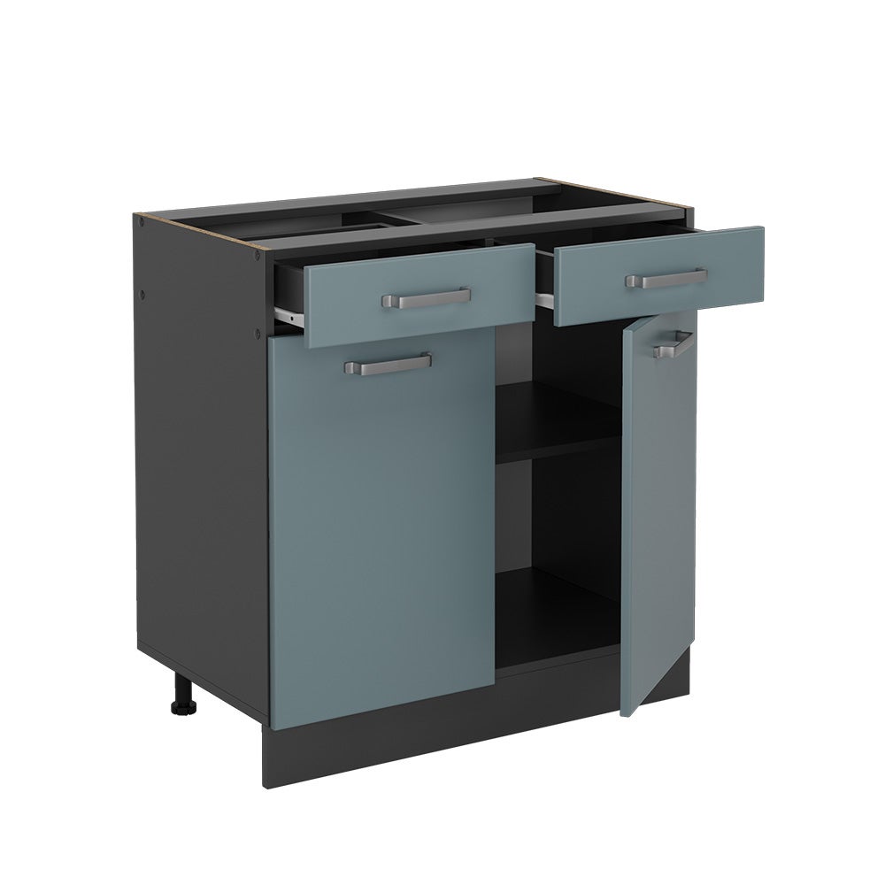 Vicco Meuble cuisine R-Line, Bleu-gris, 80cm , PT Anthracite - 4