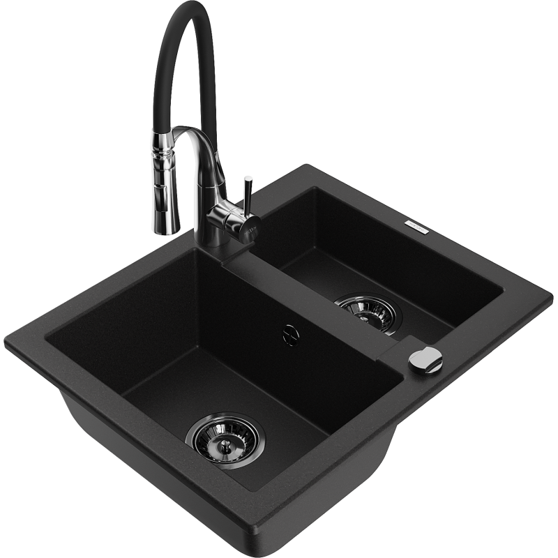 Fregadero De Granito Con Grifo VBChome - 77x44 Cm, Color Beis, Para Empotrar, Con Escurridor Y Sifón