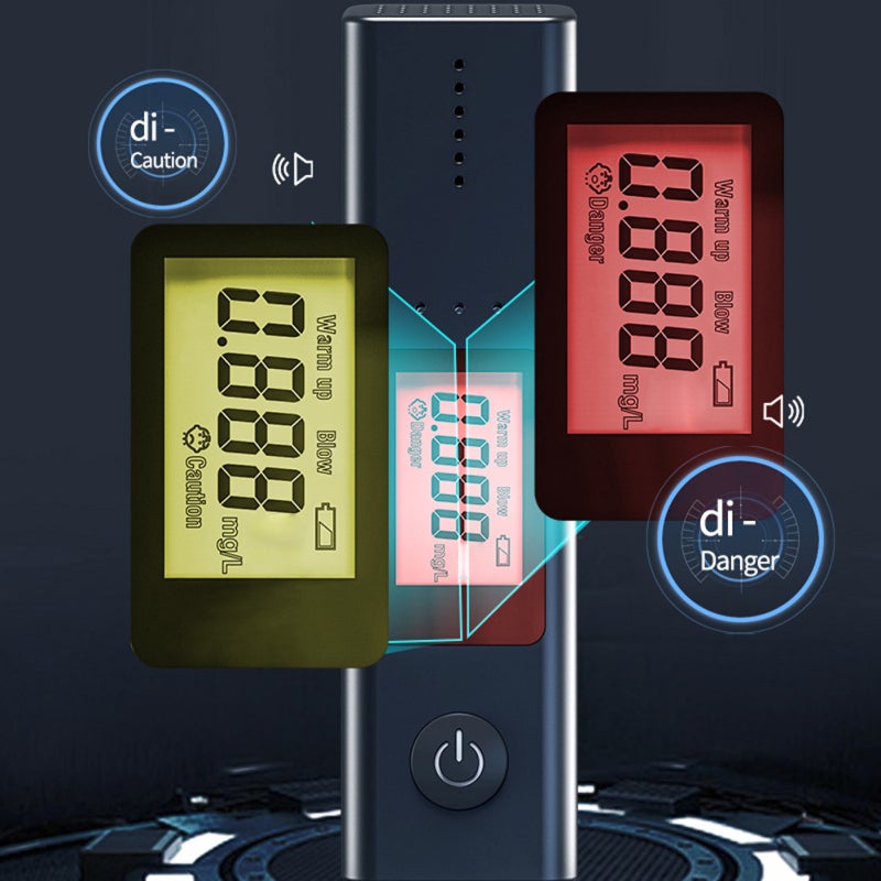 Alcoholímetro portátil con pantalla LCD de respuesta rápida. Ideal para uso personal, en casa o en fiestas. Pantalla tricolor y alerta sonora. - 7