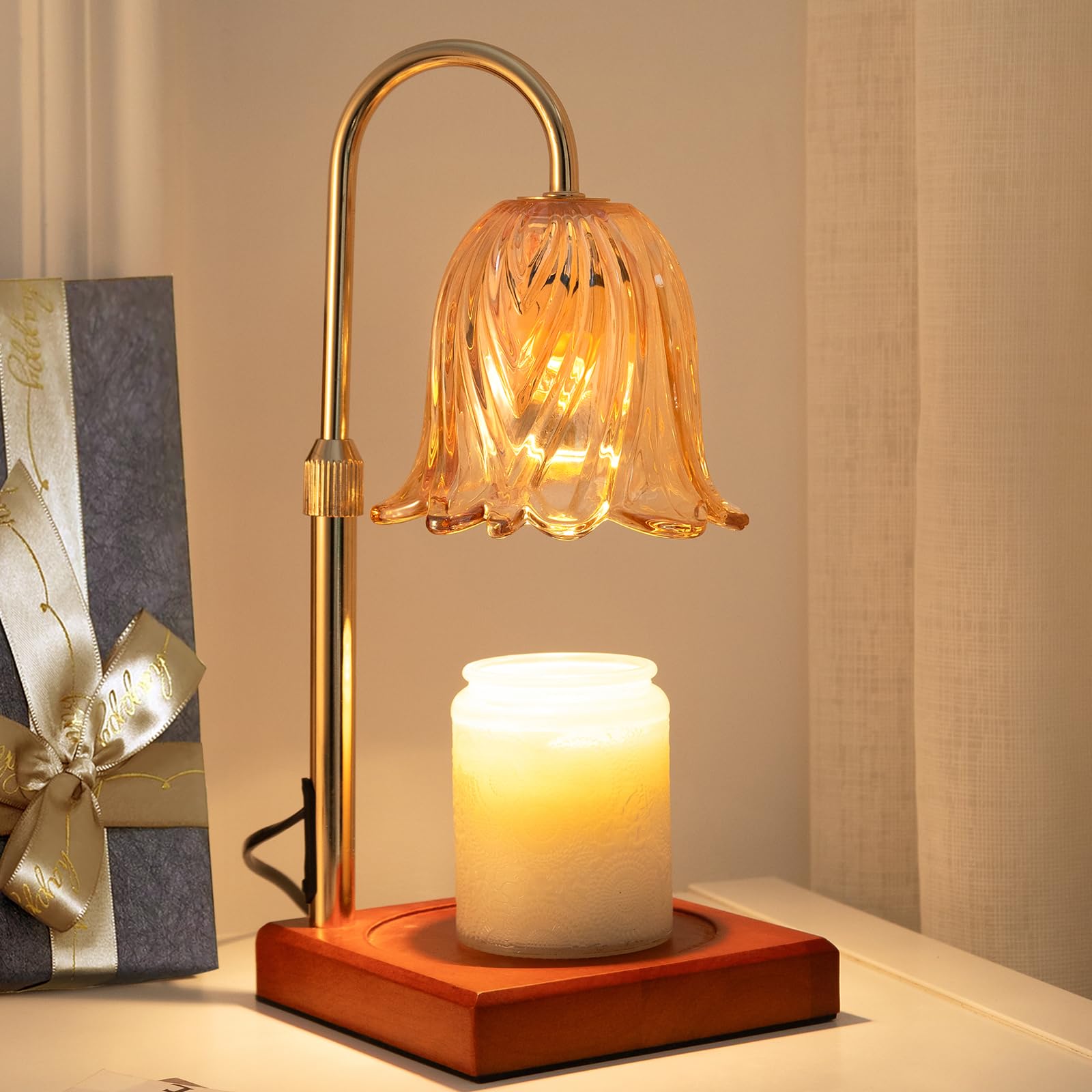Lampa stołowa podgrzewająca świece z regulatorem czasowym, lampka nocna do aromaterapii, idealna jako prezent dla sióstr i matek, ciepłe światło