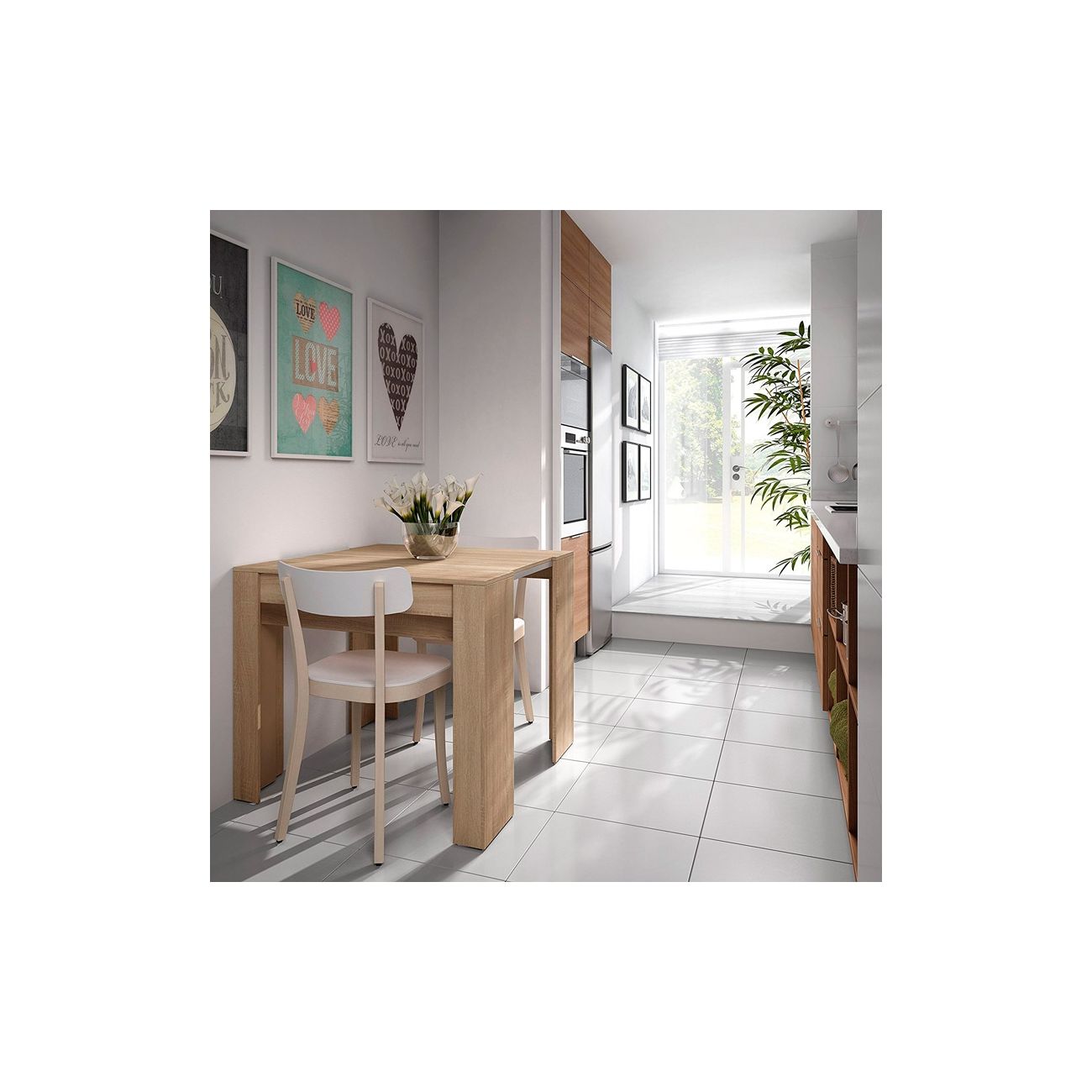 Table à manger LENA extensible L51/237cm - Bois - 7