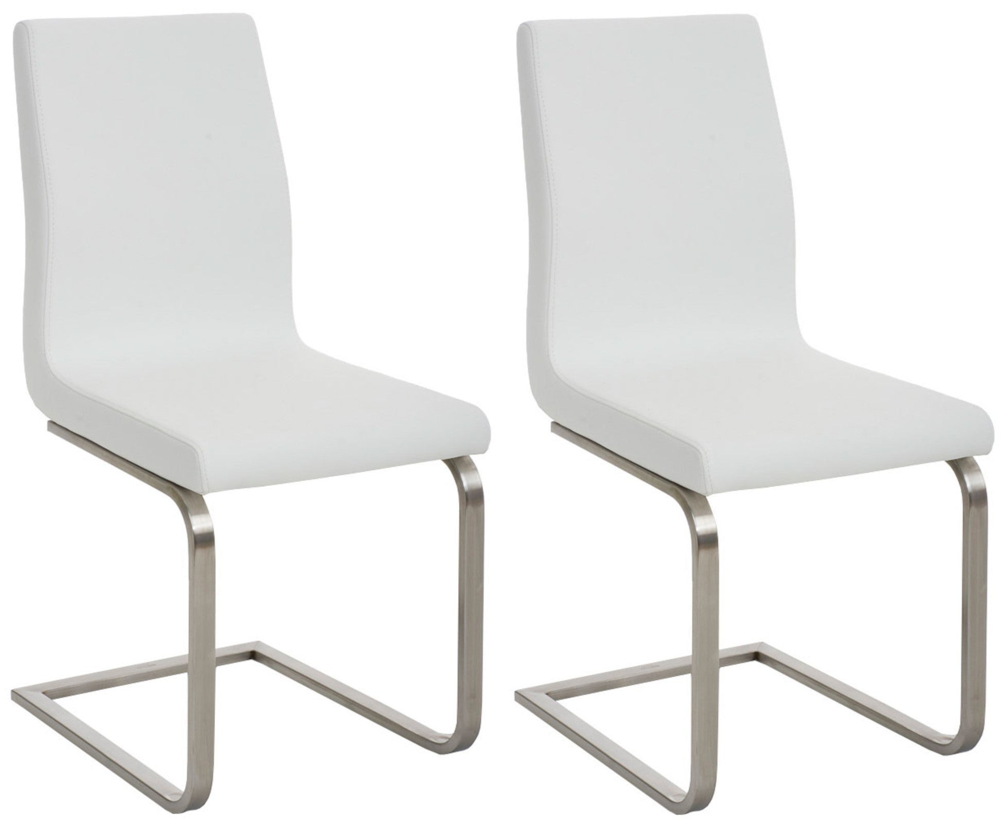 Lot de 2 chaises de salle à manger style cantilever en PVC blanc pieds