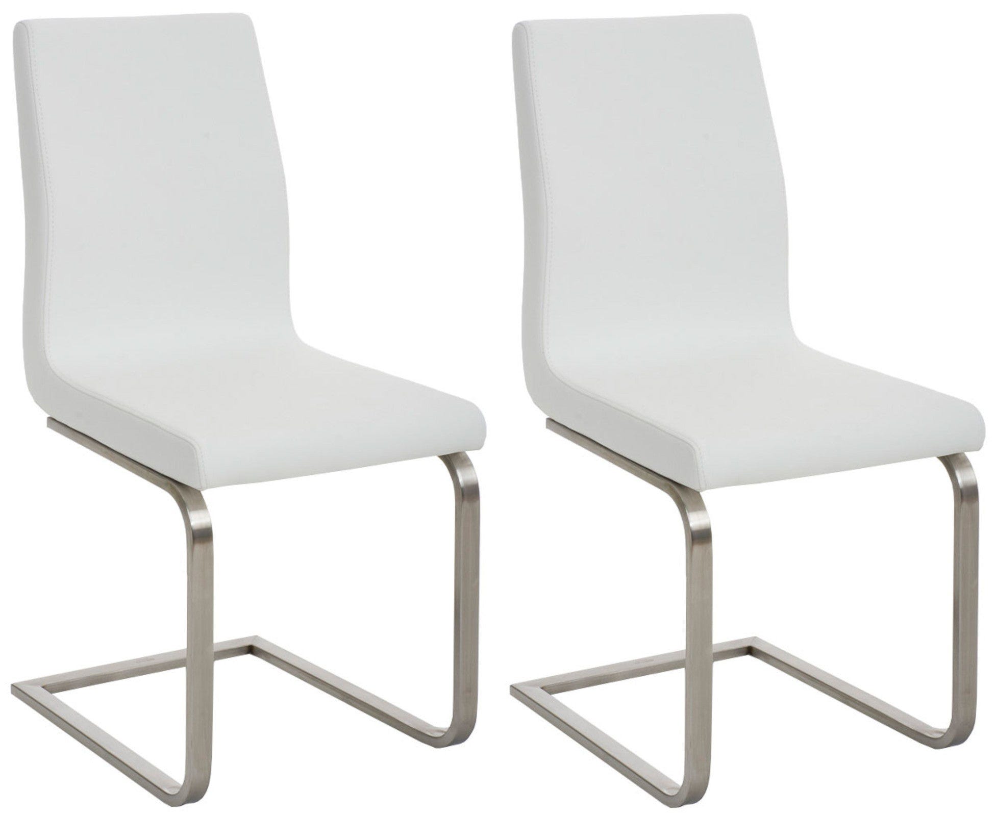 Lot De 2 Chaises De Salle Manger Style Cantilever En PVC Blanc Pieds lot-de-2-chaises-de-salle-manger-style-cantilever-en-pvc-blanc-pieds