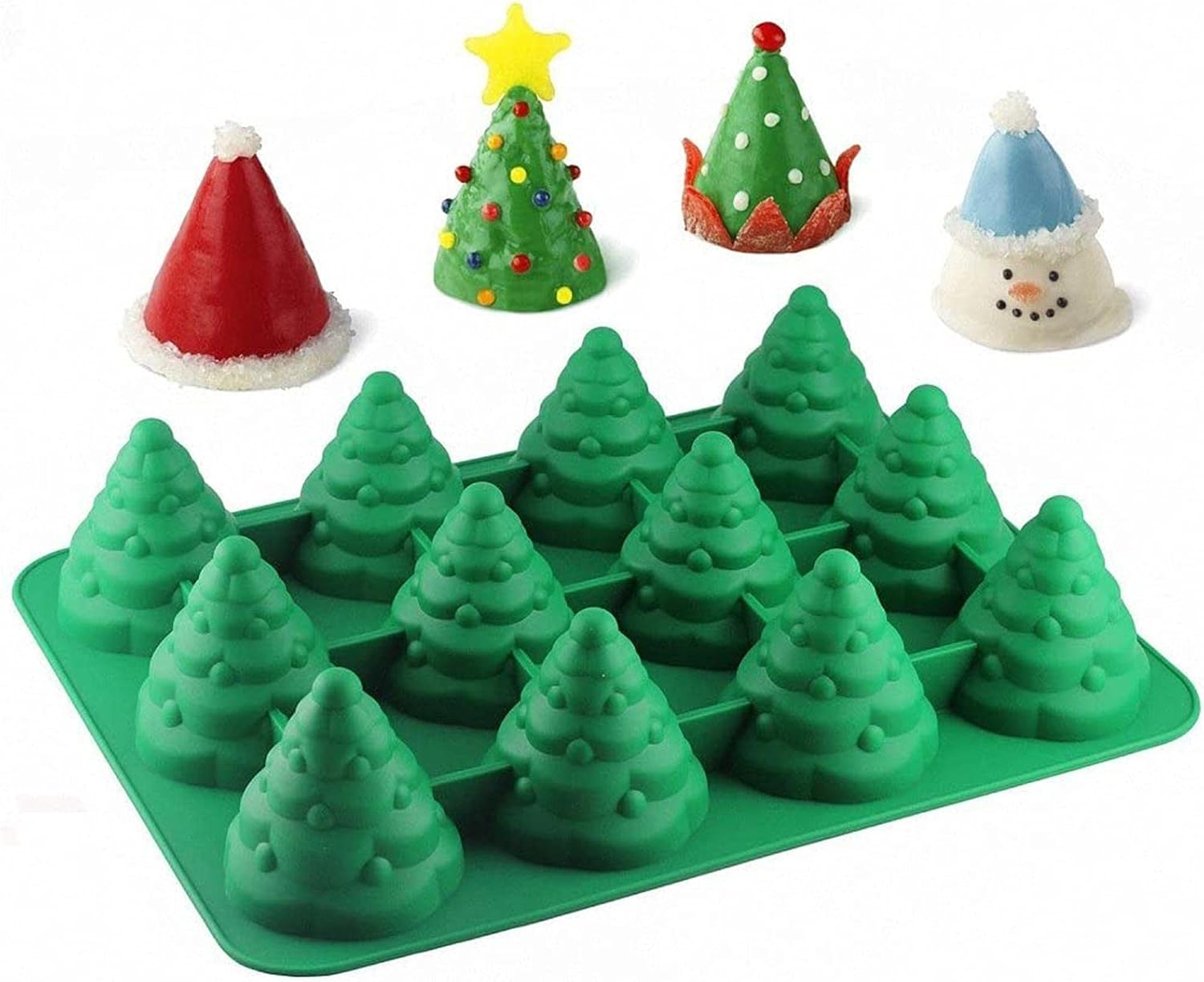 Forma do ciasta w kształcie choinki 3D z 12 wnękami, silikonowa forma z powłoką zapobiegającą przywieraniu, forma do ciastek, forma do pieczenia czeko