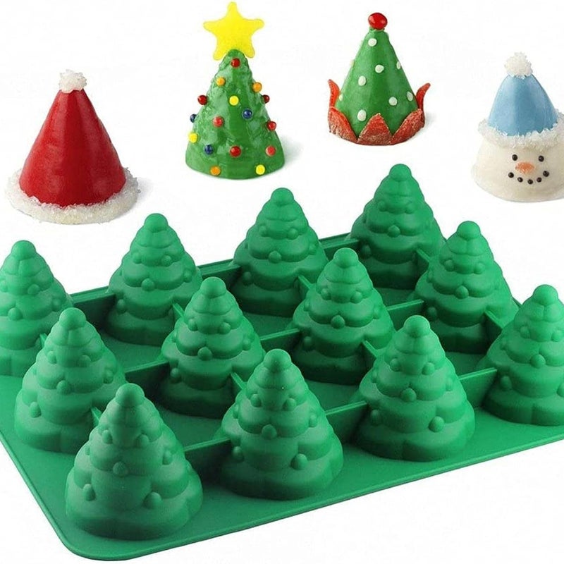 Forma do ciasta w kształcie choinki 3D z 12 wnękami, silikonowa forma z powłoką zapobiegającą przywieraniu, forma do ciastek, forma do pieczenia czeko