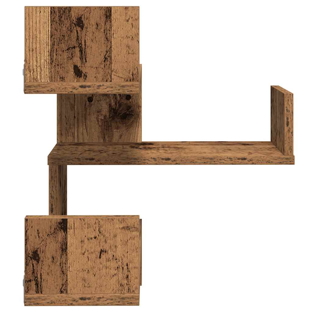 Étagère d'angle murale | Étagère flottante | Étagère suspendue vieux bois 40x40x49,5 cm bois ingénierie CFW161908 - 6