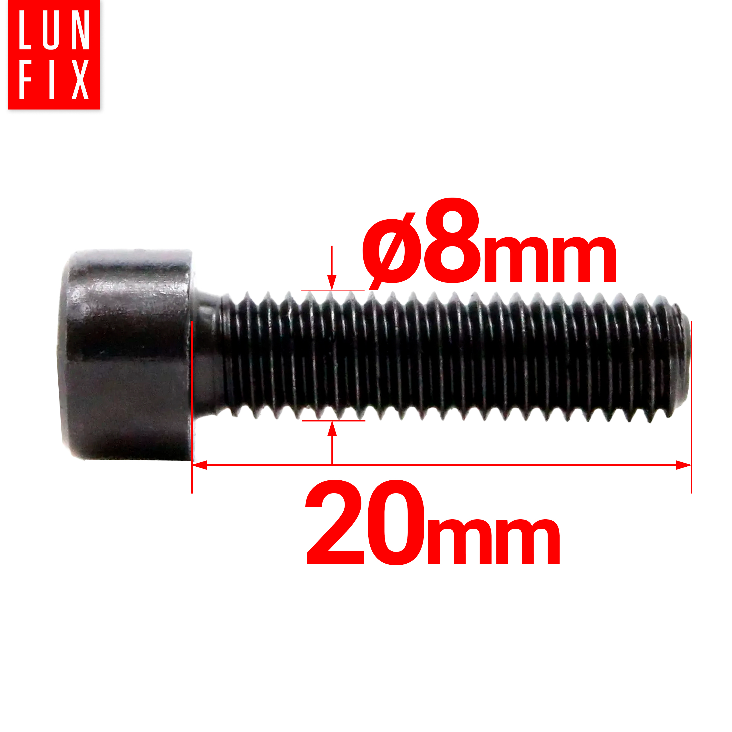 Śruba imbusowa DIN 912 czarna M8 20 mm kl. 8.8 1kg
