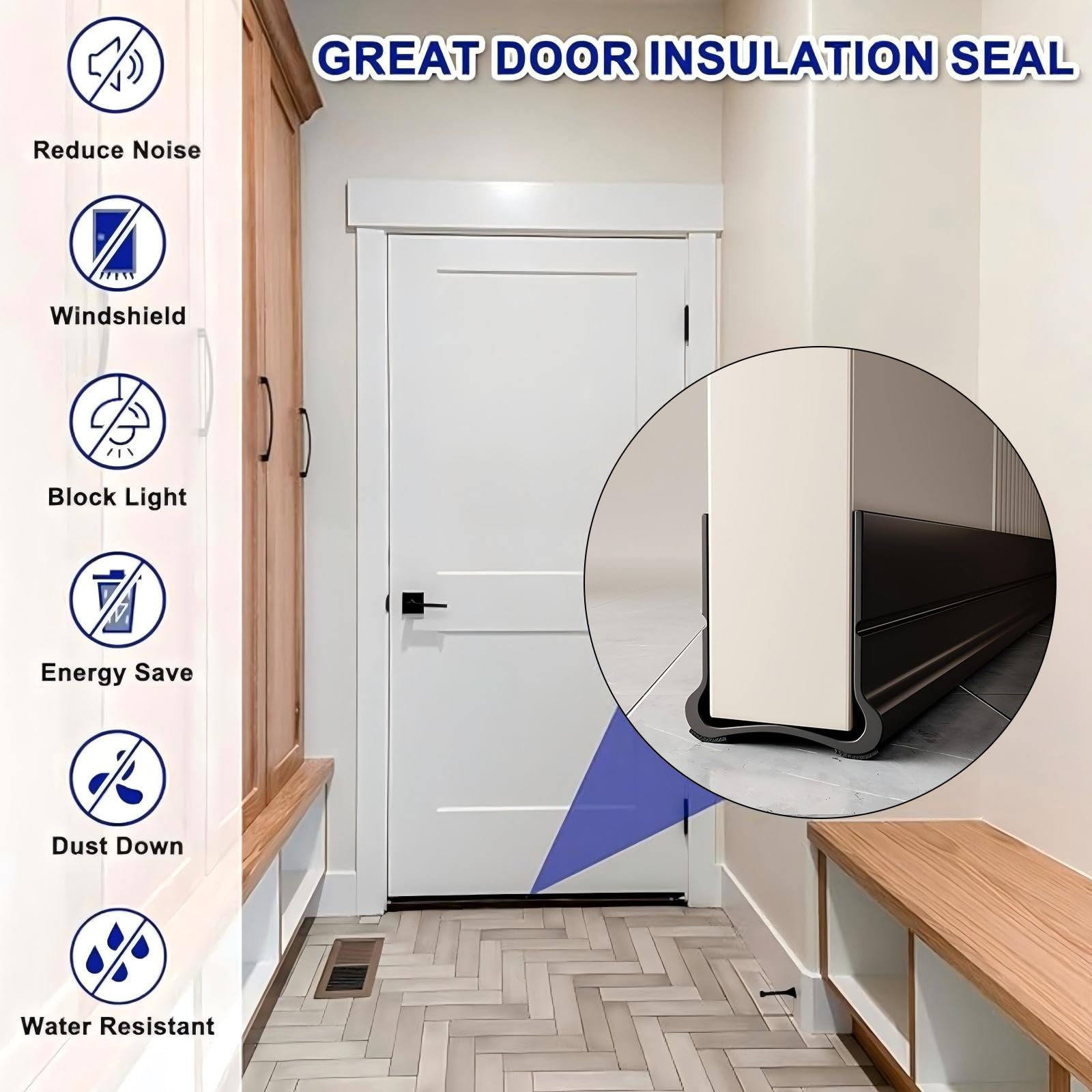 Guarnizione per porta in silicone autoadesiva bianca lunga 93 cm, adatta per porte con uno spazio nella parte inferiore da 0,3 a 2,6 cm - 6