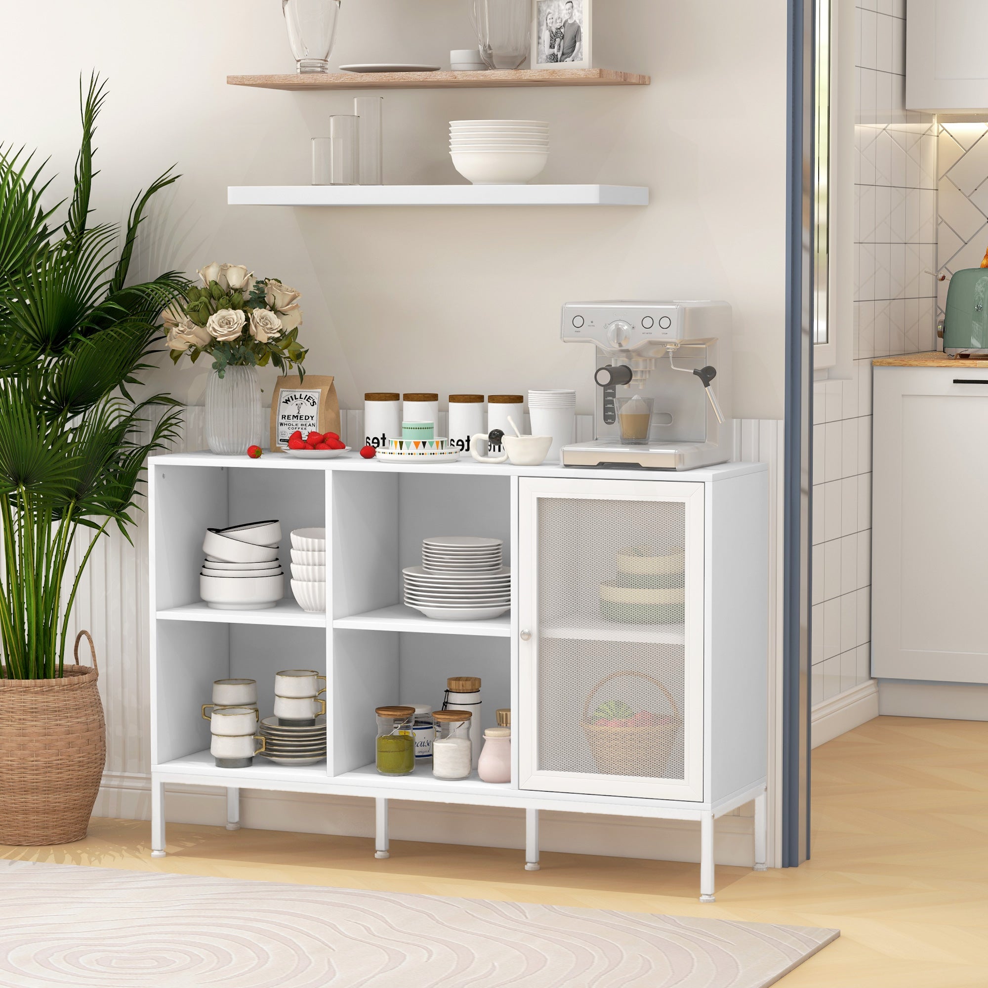Homcom Aparador De Cocina Melamina De Madera 120X37x81.5 Cm Blanco , Leroy Merlin