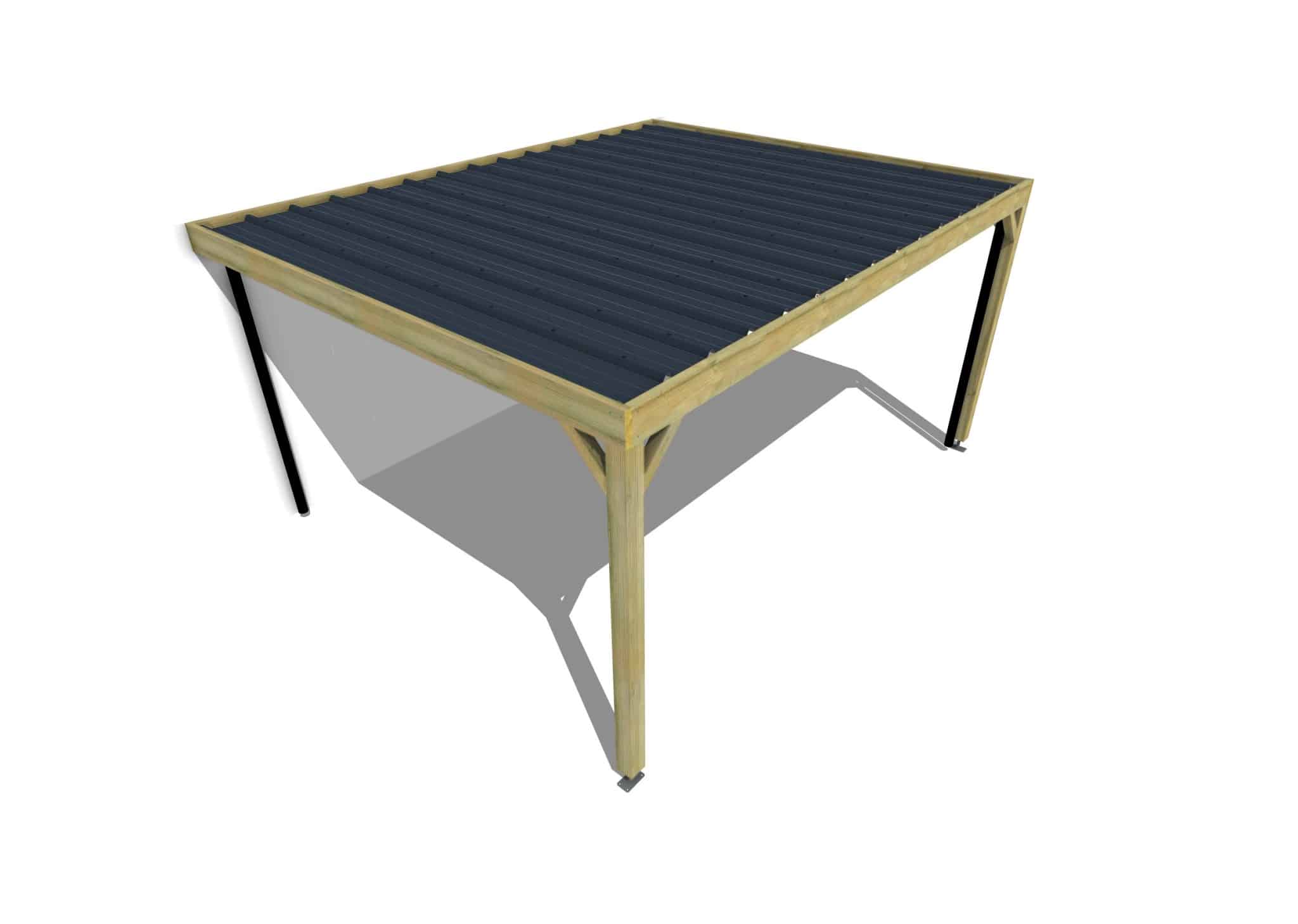 Carport bois • 5m x 4m • adossée • sens largeur • livraison comprise - 3