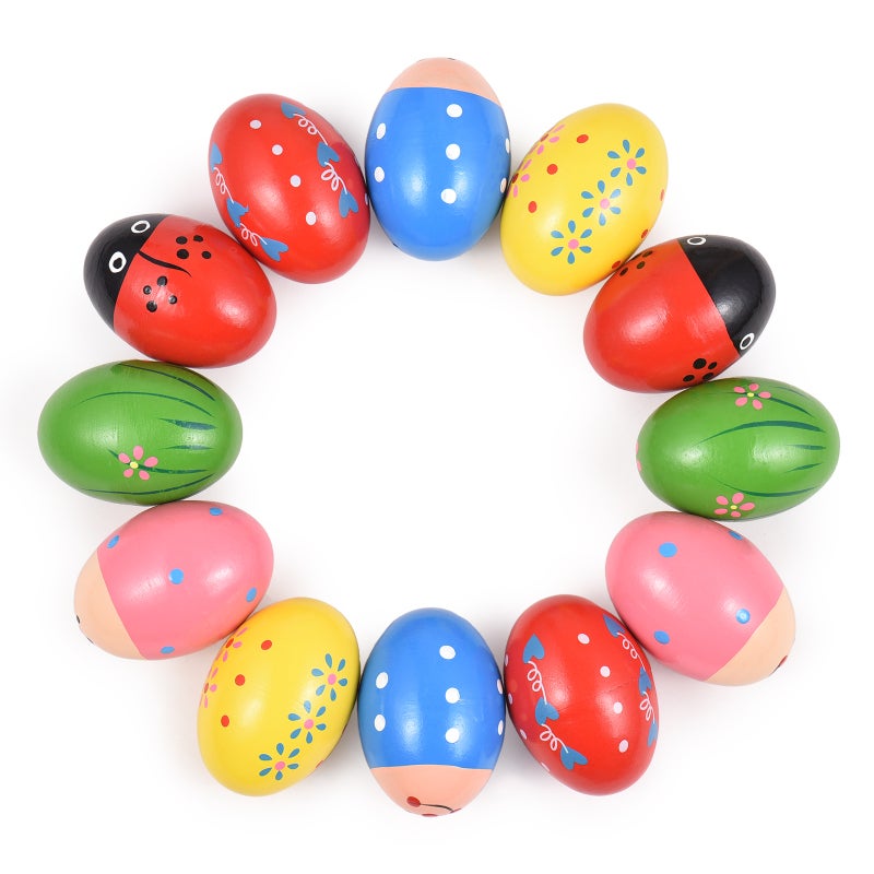 6 Oeufs à secouer en bois, Instrument de percussion pour Pâques, Jouet 6 Oeufs à secouer en bois, Instrument de percussion pour Pâques, Jouet