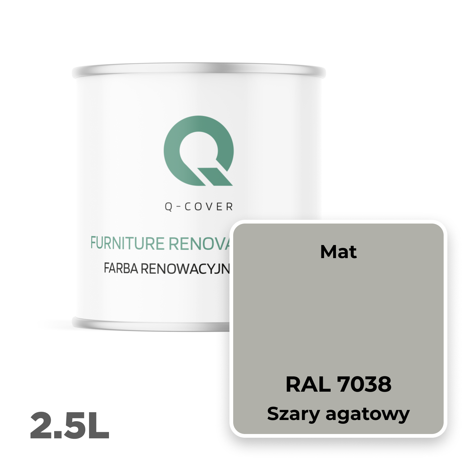 Farba Renowacyjna do Mebli Q-Cover Szary agatowy RAL7038 Mat 2.5L