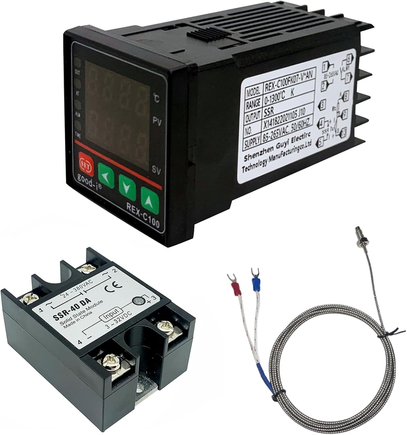 Cyfrowy regulator temperatury REX-C100, 0 ℃ ~ 1300 ℃ Alarm PID Zestawy Cyfrowy Inteligentny Termostat Wyjście przekaźnikowe z termoparą typu K