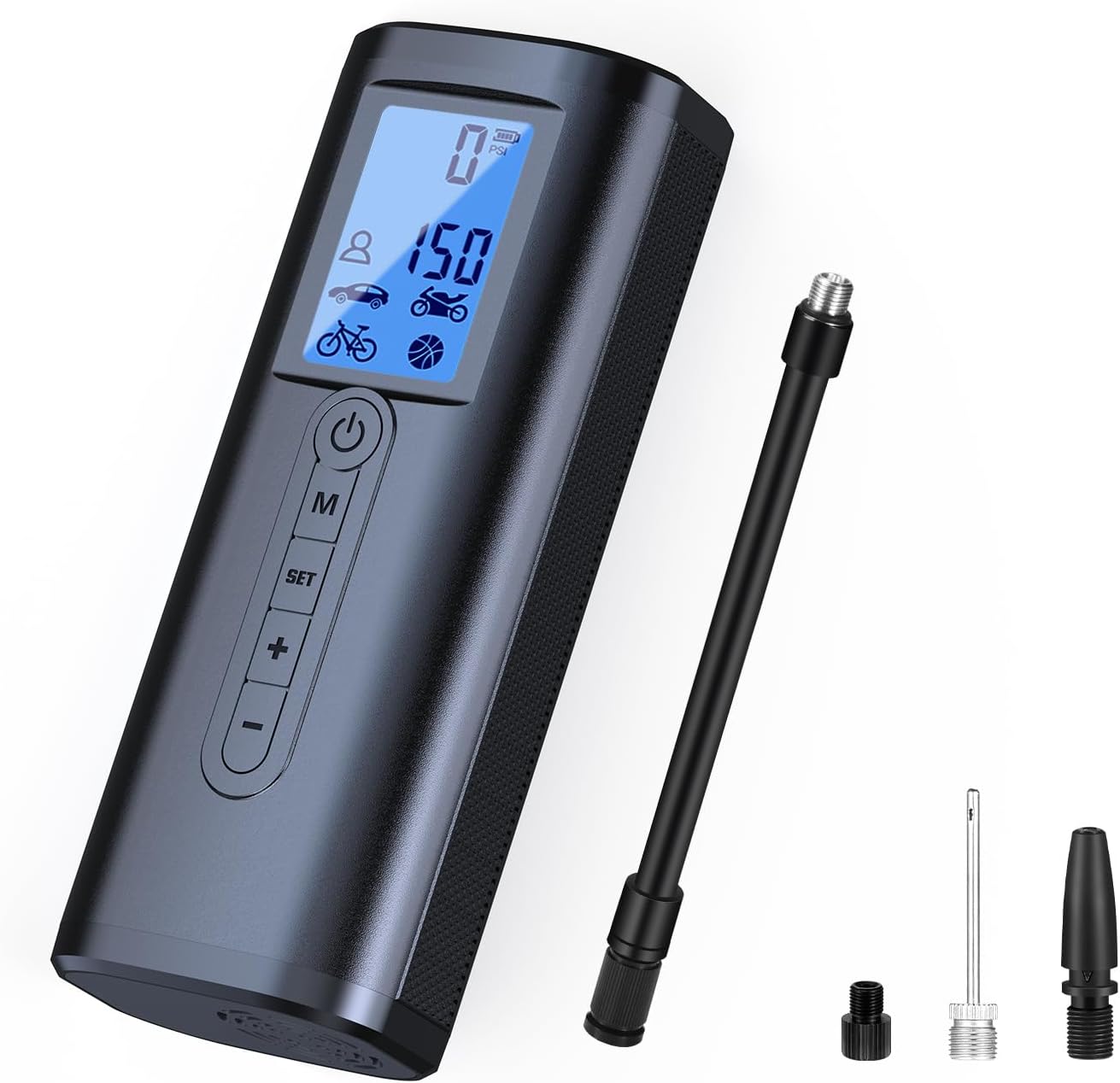 AP2-P Pompka do opon samochodowych i powerbank (2 w 1) 150 PSI Mini przenośny kompresor powietrza do samochodu, roweru i roweru z automatycznym wyłącz