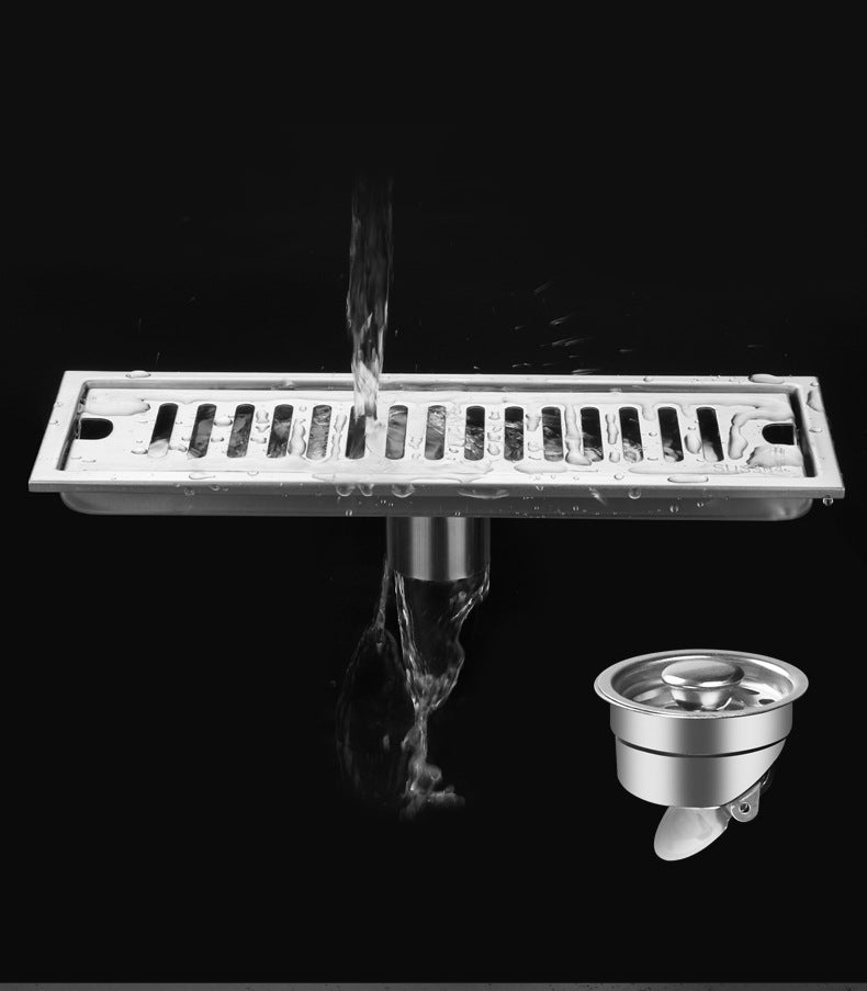 Grille de lavabo anti-cheveux, filtre de douche argenté 20x10 cm, bonde carrée en acier inoxydable, bonde centrale amovible et bonnet de douche anti- - 5