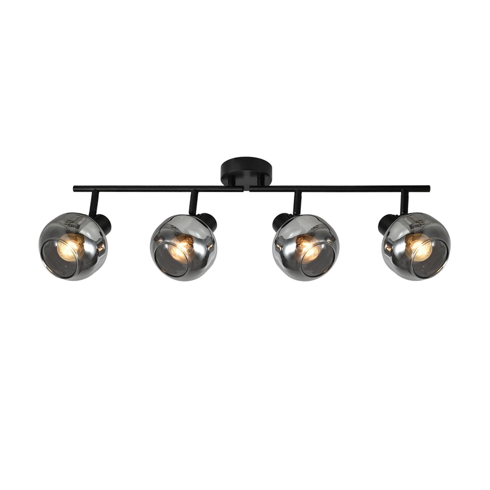 ZMH Lampa sufitowa obrotowa 350° do salonu, szkło w kolorze dymnej szarości, styl retro, lampa do korytarza i kuchni