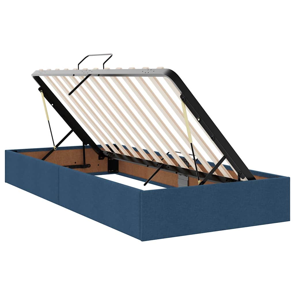 Lit avec rangement et matelas bleu 90 x 200 cm velours - 6