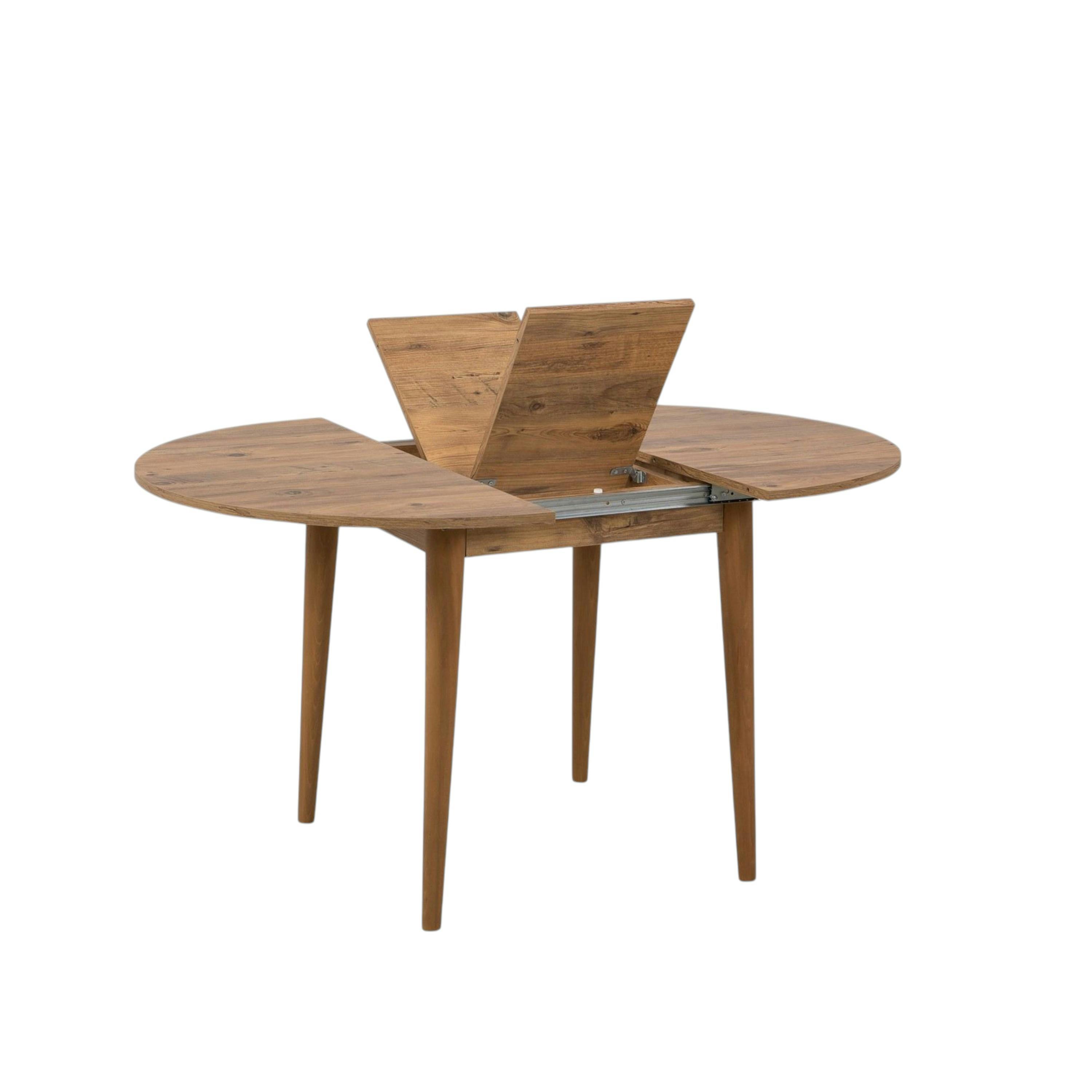 Table ronde extensible effet pin Ø100-131 cm ORINA - 5