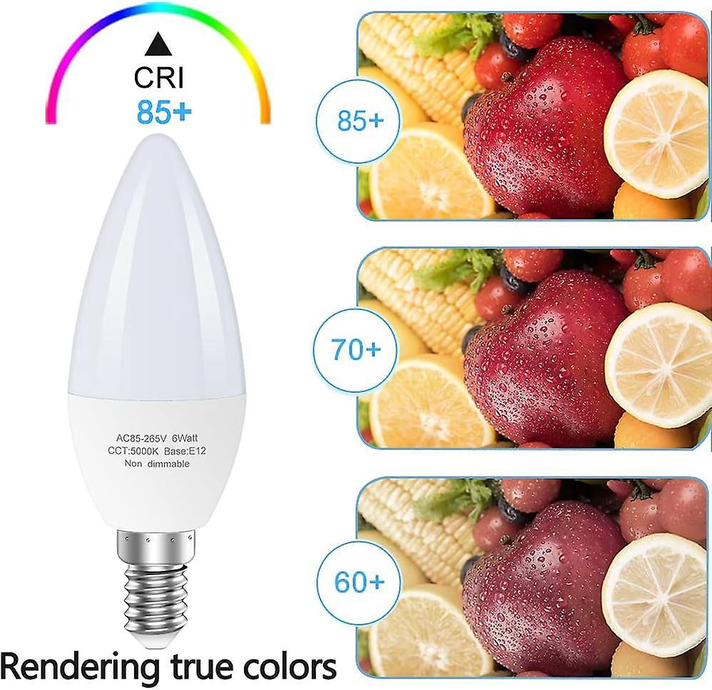 QLEE Lampadina LED E12 5W C7, Luce Diurna 5000K, 600 Lumen, Equivalente A 60W, Per Ventilatore/frigo/forno - 4