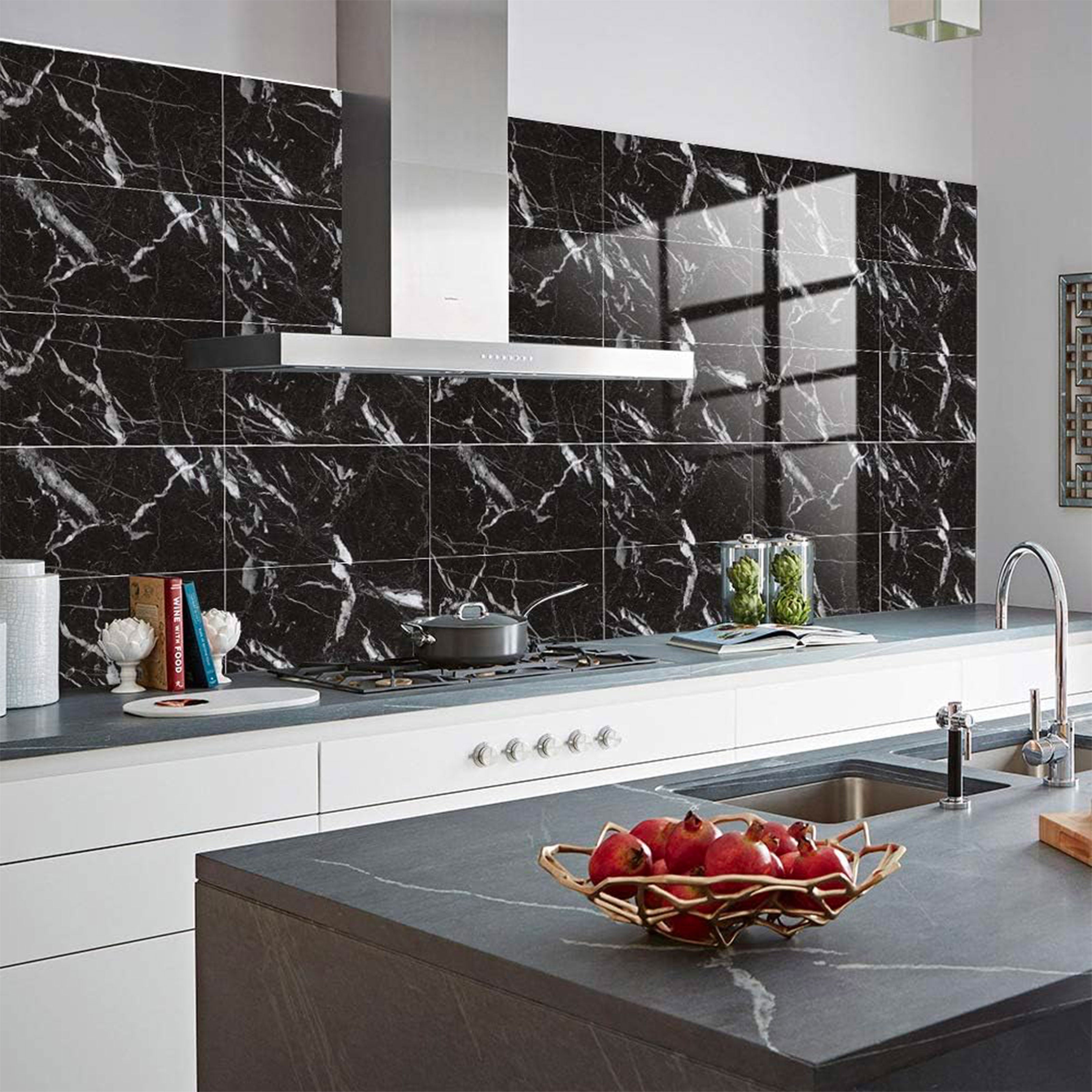 Pannelli in PVC Autoadesivi Effetto Marmo/Granito 60x30xcm Lussuosi, isolanti, idrorepellenti, ignifughi - AR-01 (30x60cm) - 5