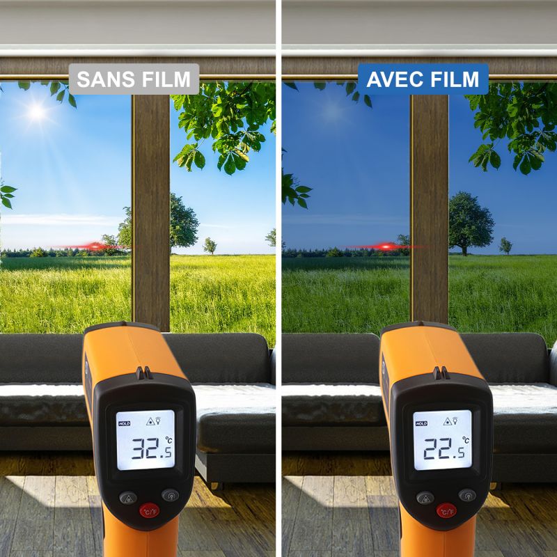 DIMEXACT - Film anti chaleur repositionnable pour double vitrage - Bleu - 60 cm x 0.5 m - en Rouleau - 3