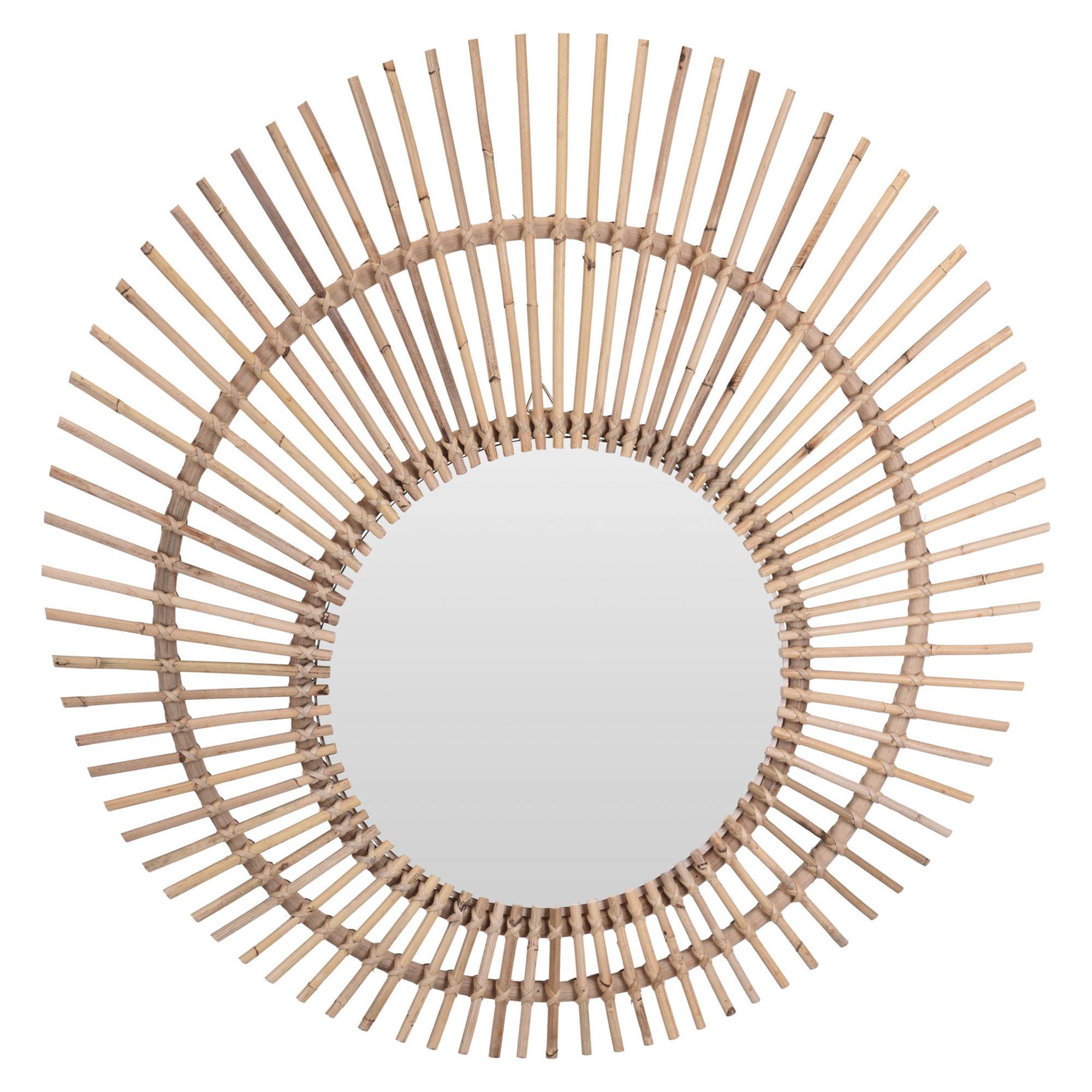 Specchio rotondo in rattan nello stile di Franc
