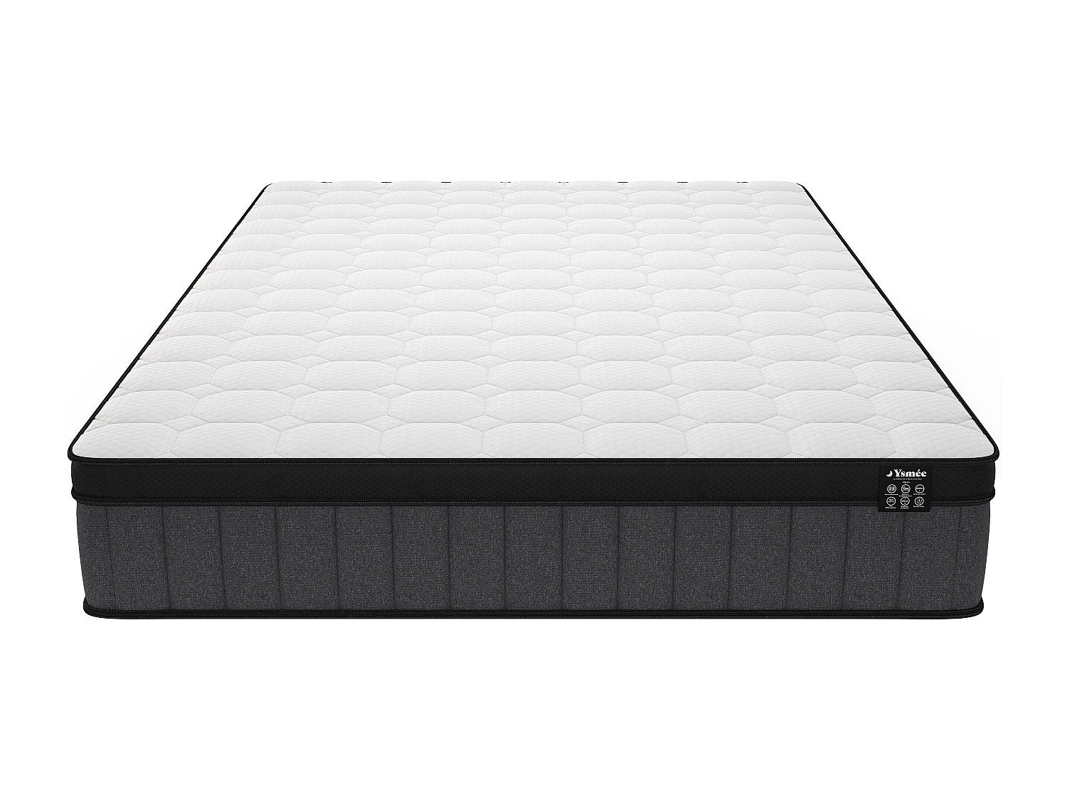 Matelas 160 x 200 cm hybride ressorts ensachés 7 zones et gel à mémoire de forme ép.25cm - TOLCA de YSMÉE - 3