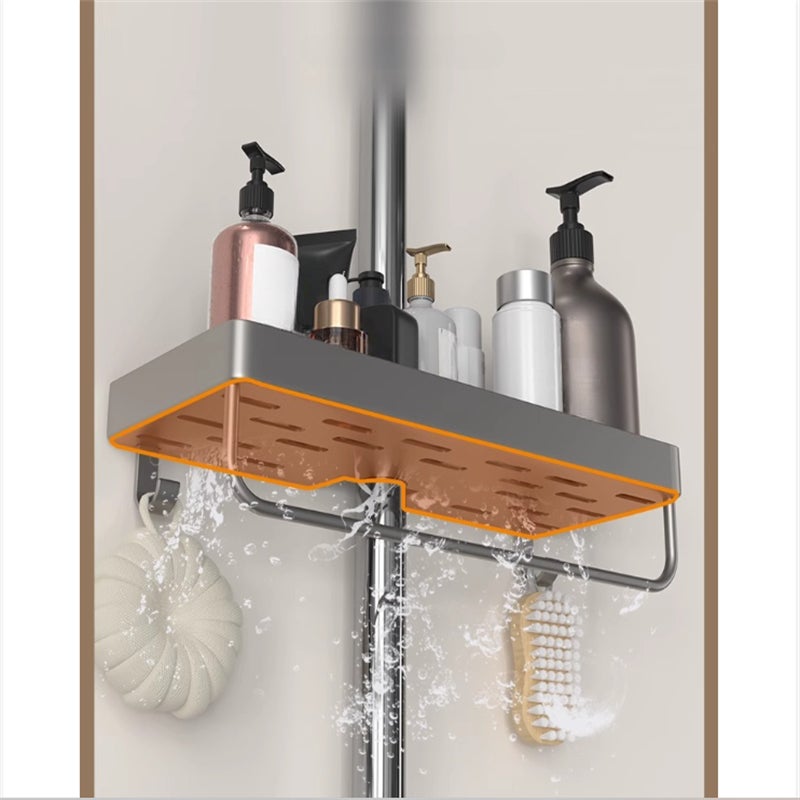 Lot de 2 Étagères de Douche Sans Perçage, Porte-Savon en Aluminium avec Plateau pour Gel Douche, Compatible avec les Tubes de 22-25mm. - 4
